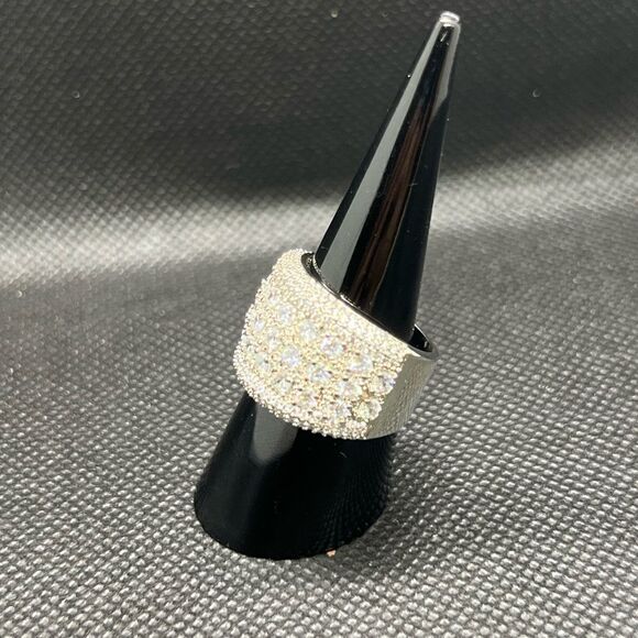 Sterling Silver 925 Pave Zirconium Statement Ring - Picture 11 of 14